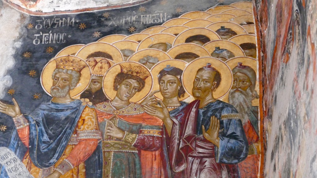 The main subject of the frescoes are biblical scenes telling the story of Christ and the Virgin Mary.