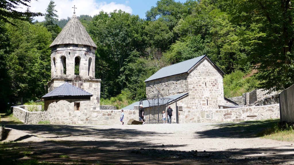 The Green Monastery Built between the 9th-10th centuries, the Chitakhevi Monastery of St. George (the Green Monastery) is nestled in the beautiful Borjomi valley, 13 kilometers from the town of Borjomi. The church is constructed from special stones which have a green coloring to them, with some being darker and some lighter.