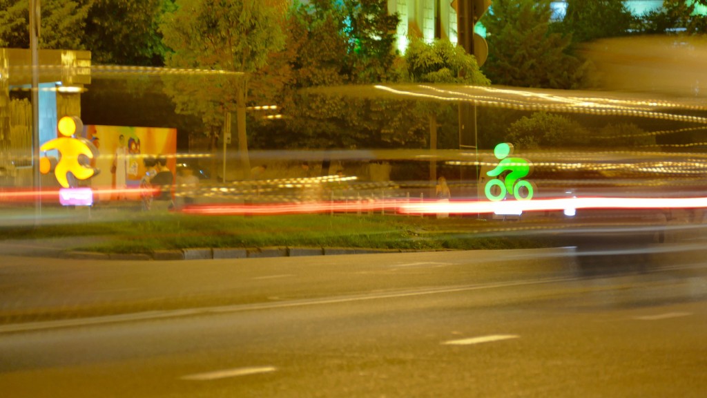 Bike 4 Happiness in Tbilisi, Georgias capital city by night. Here the famous Rushtaveli Ave.