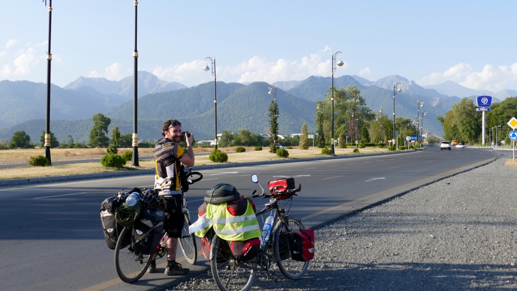 Arrival to Cabala. In the background the greater Caucasus