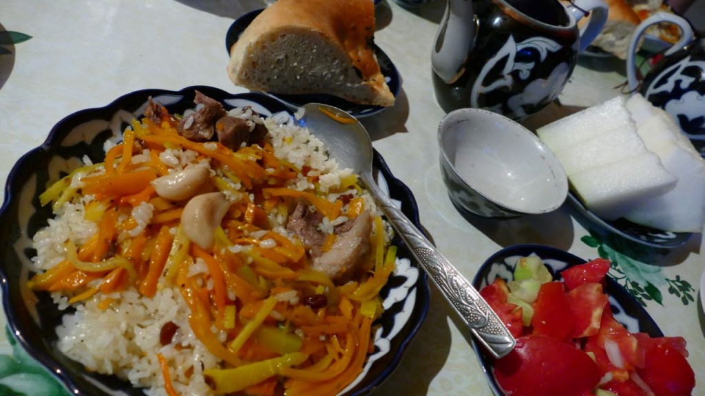 Plov, the most typical dish in Uzbekistan.