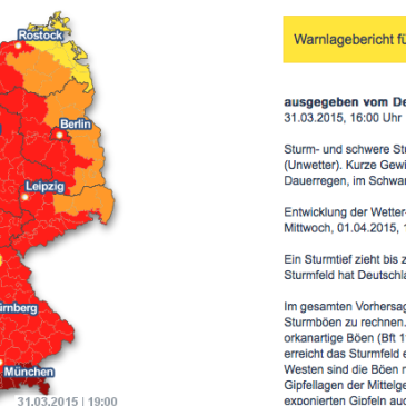 Unwetterwarnungen in BY und ich zwangsweise auf Standby